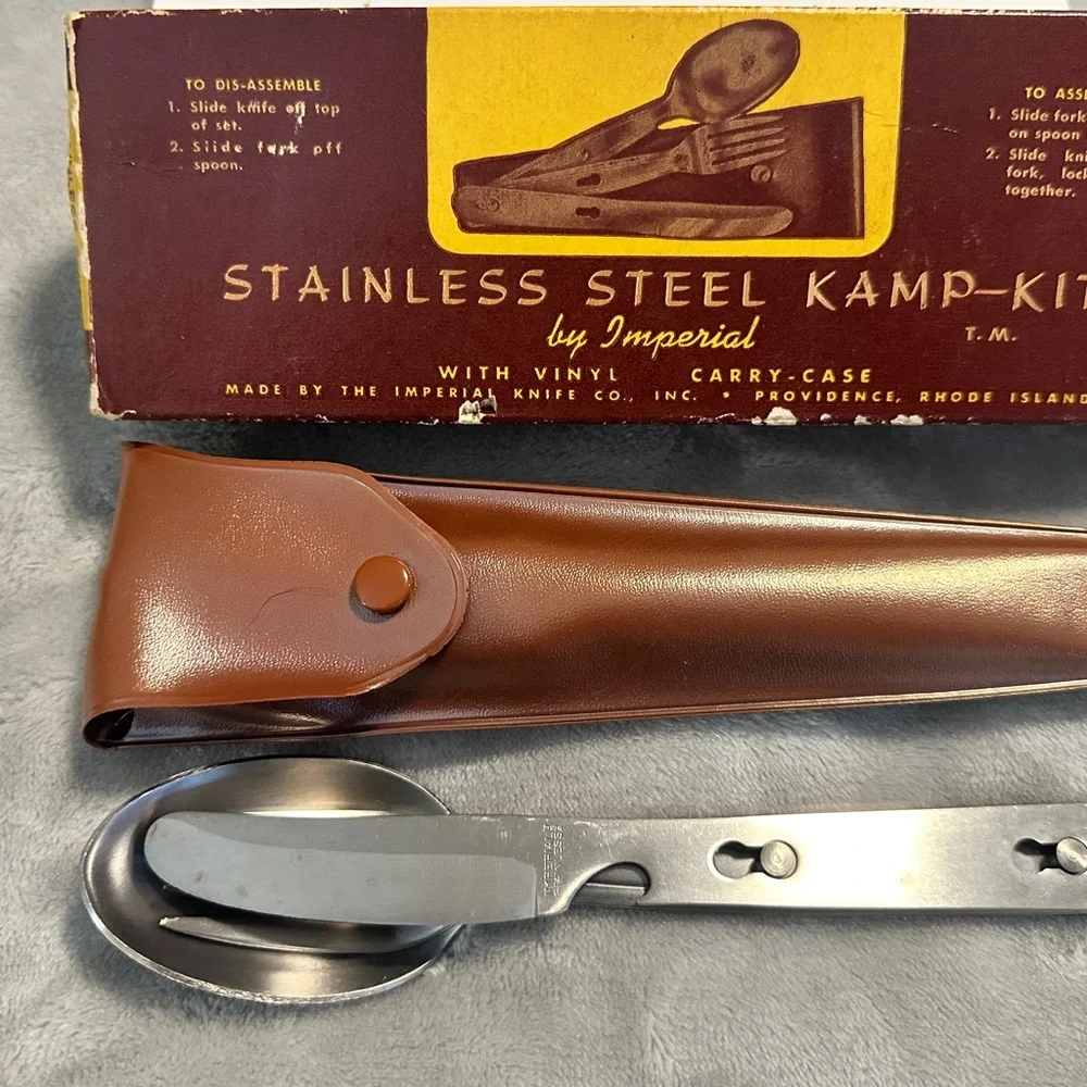 Vintage Stainless Steel Kamp-Kit With Vinyl‎ Carry Case and box, Collectible